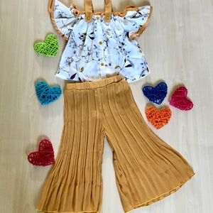 2PC Girls Floral Top & Trousers Set